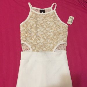 White & gold high low dress